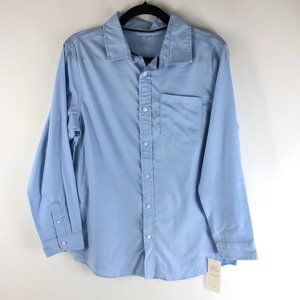 Cat & Jack Boys Button Down Shirt Long Sleeve Pocket Stretch Blue L Husky